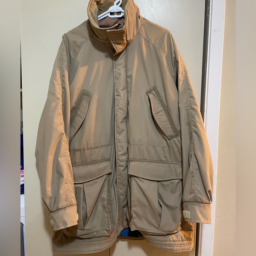 Vintage LL Bean Goose Down Parka Jacket  Beige LARGE TALL LT, Made In USA